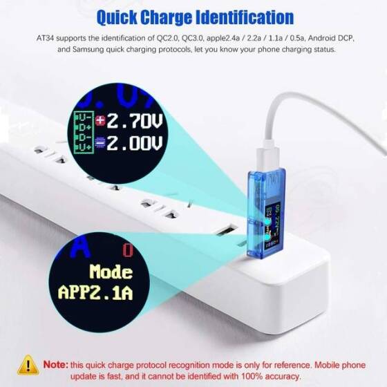 RD AT34 Haneli USB 3-0 Renkli LCD Voltmetre Ampermetre Gerilim Akım Ölçer Multimetre Pil Şarj Güç Bankası USB Test Cihazı - 3