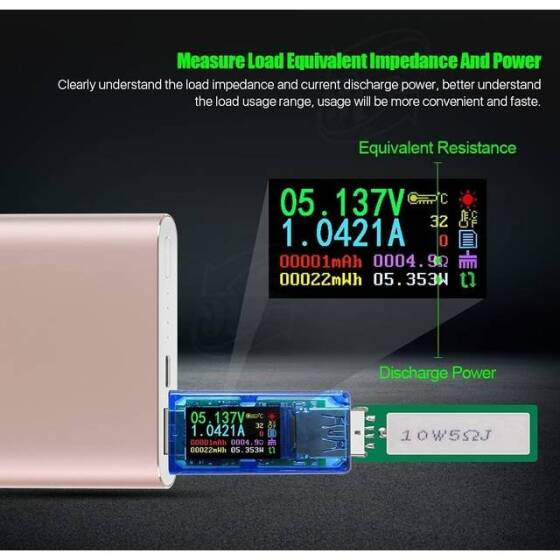 RD AT35 Haneli USB 3-0 Renkli LCD Voltmetre Ampermetre Gerilim Akım Ölçer Multimetre Pil Şarj Güç Bankası USB Test Cihazı - 5