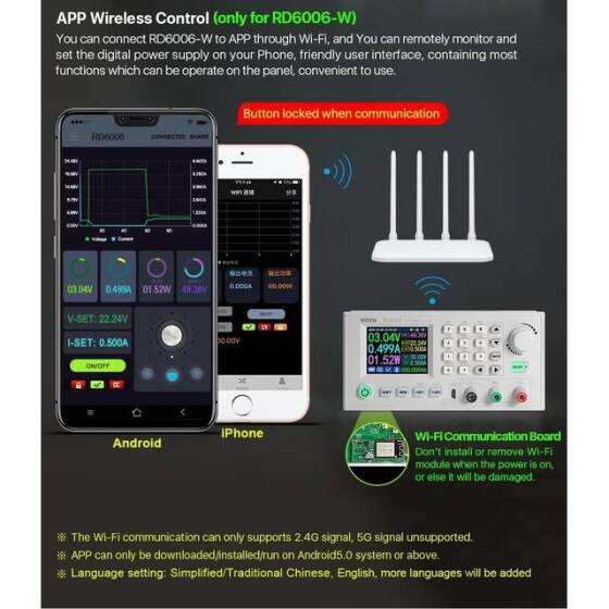 RD RD6006 USB WiFi DC-DC Gerilim Akım Adım Aşağı Güç Kaynağı Modülü Buck Ayarlanabilir Dönüştürücü Multimetre 60 V 6A Wifi Hariç - 5