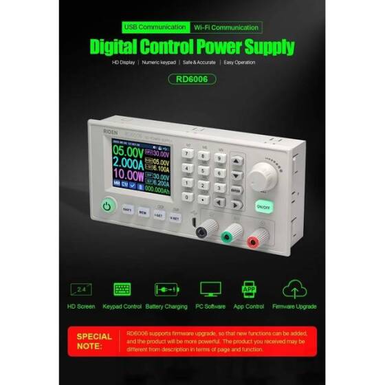 RD RD6006-W USB WiFi DC-DC Gerilim Akım Adım Aşağı Güç Kaynağı Modülü Buck Ayarlanabilir Dönüştürücü Multimetre 60 V 6A Wifili - 2