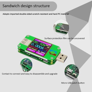 RD UM24C APP USB 2.0 LCD Ekran Voltmetre Ampermetre Pil Şarj Gerilimi Akım Ölçer Multimetre Kablo Ölçü Test Cihazı İle İletişim Sürümü - 5