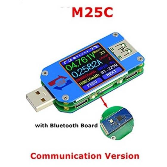 RD UM25C APP USB 2.0 Tip-C LCD Voltmetre Ampermetre Gerilim Akım Ölçer Pil Şarj USB Test Cihazı İle İletişim Sürümü - 1
