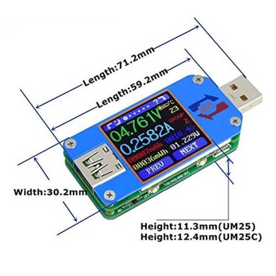 RD UM25C APP USB 2.0 Tip-C LCD Voltmetre Ampermetre Gerilim Akım Ölçer Pil Şarj USB Test Cihazı İle İletişim Sürümü - 3