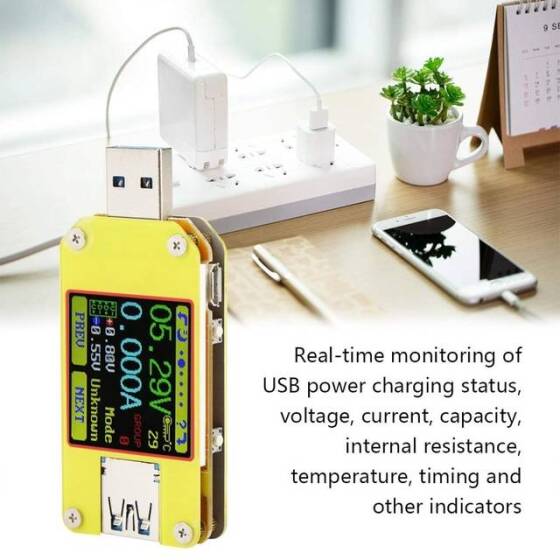 RD UM34 APP USB 3-0 Tip-C DC Voltmetre Ampermetre Gerilim Akım Ölçer Pil Şarj Ölçüsü Kablo Direnç Test Cihazı İletişim Sürümü Olmadan - 5