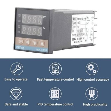 REX-C100 Dijital Termostat Sıcaklık Kontrol Cihazı Regülatörü SSR 12V Çıkış TC(K-J-S-E) / RTD (PT100- CU50) Evrensel Giriş - 4