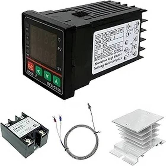 REXC100 Termostat + SSR-40DA Solid State Röle + K Termokupl 1m Prob Sensörü SSR 12V Çıkış TC(K- J- S- E) / RTD (PT100- CU50) Üniversal Giriş - 1