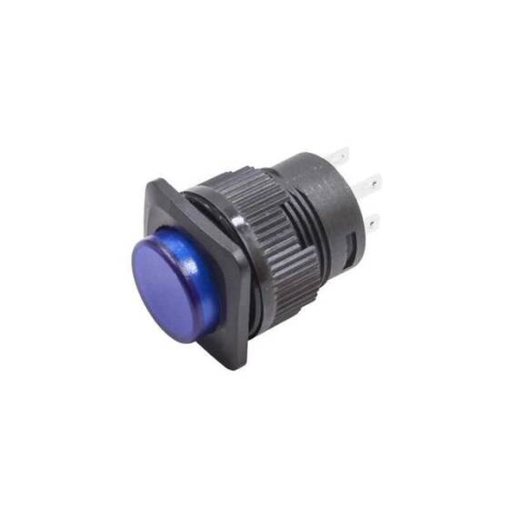 RL16-504A 16MM Plastik 4 Pin Anahtarlı Buton Mavi - 1