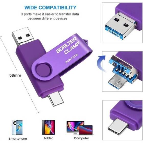 Robot Cube Siyah U304 Mor Kapak U Disk USB3.2 512GB - 2