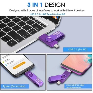 Robot Cube Siyah U304 Mor Kapak U Disk USB3.2 512GB - 5