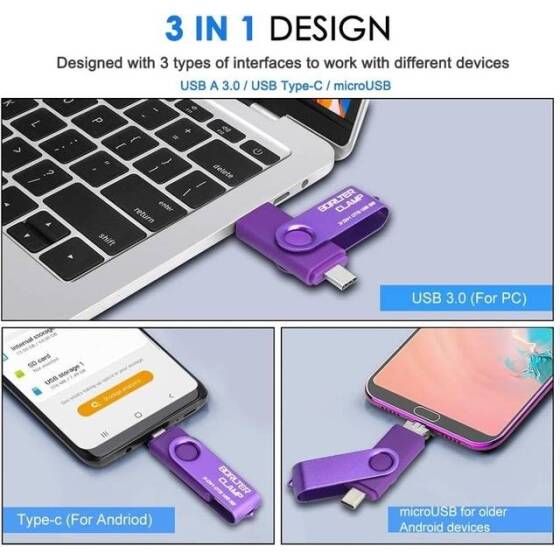Robot Cube Siyah U304 Mor Kapak U Disk USB3.2 512GB - 5