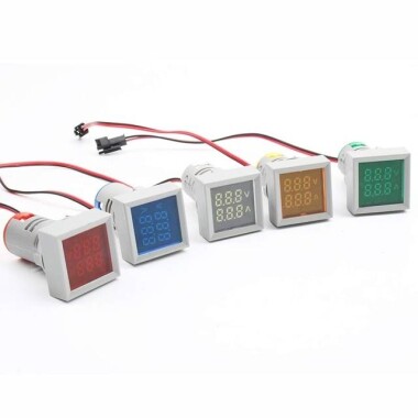 Sarı AC50-500V 0-100A 0-100Hz 22mm AD16-22AVHz Kare Kapaklı LED Voltmetre Ampermetre Hertz Metre - 1
