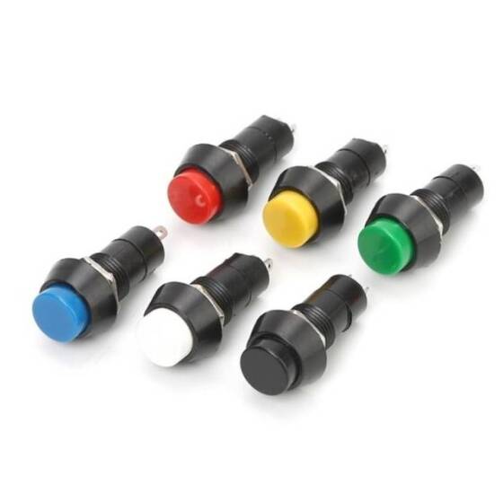 Sarı PBS-11B 12mm 2 Pin Anlık Kendini Sıfırlama Yuvarlak Plastik Basmalı Düğme Anahtarı - 1