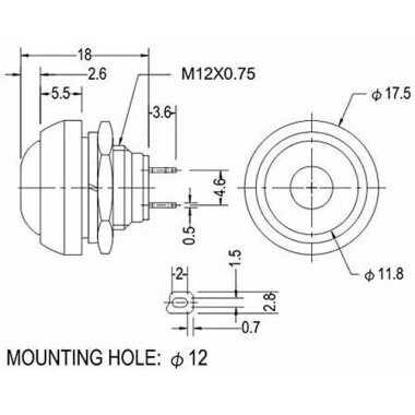 Sarı Su Geçirmez PBS-33B 12mm 2 Pin Kendinden Sıfırlamalı Mini Yuvarlak Buton - 3