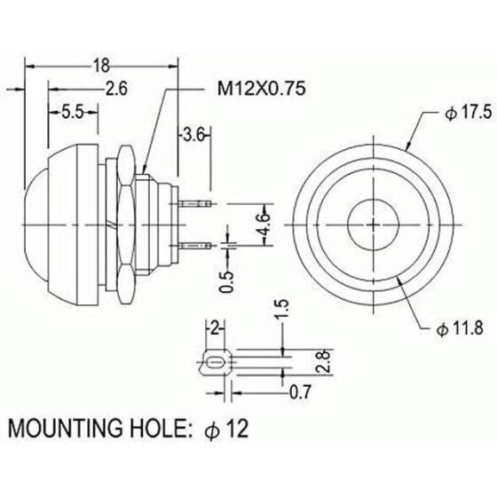 Sarı Su Geçirmez PBS-33B 12mm 2 Pin Kendinden Sıfırlamalı Mini Yuvarlak Buton - 3