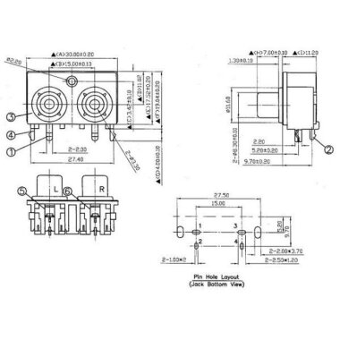 SCP662B 3.5mm Stereo RCA Jack Dişi - PCB Tip - 4