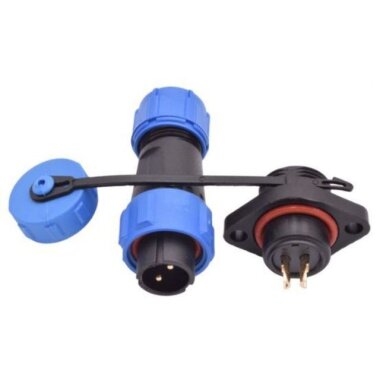 SD13 2 Pin 13mm Su Geçirmez Konnektör Takımı - Flanşlı Panel Tipi - Görsu Elektronik