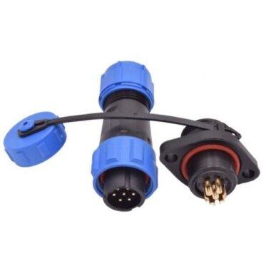 SD13 7 Pin 13mm Su Geçirmez Konnektör Takımı - Flanşlı Panel Tipi - Görsu Elektronik
