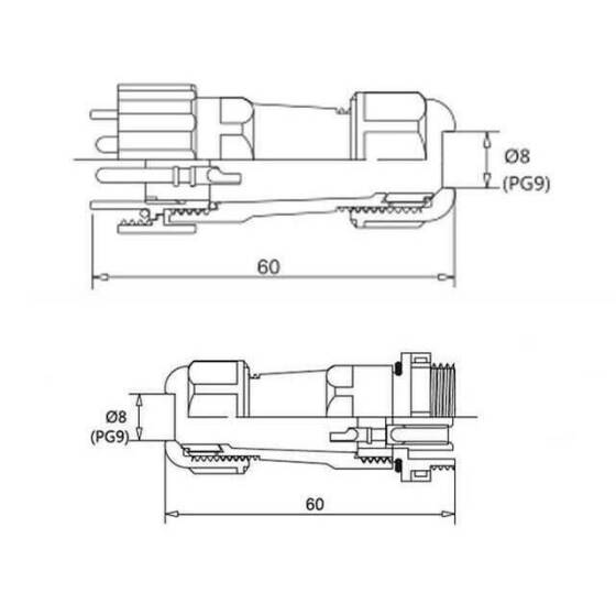 SD16 4 Pin 16mm Su Geçirmez Konnektör Takımı - 2