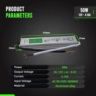 Silver Su Geçirmez Güç Kaynağı 50W 12V 4.16A - 3