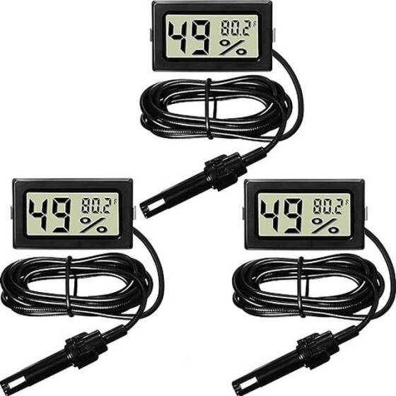 Siyah FY-12 Mini LCD Dijital Termometre Higrometre - Hava Nem Ölçer - Buzdolabı Dondurucu Test Cihazı Sıcaklık Nem Ölçer Pilsiz - 2