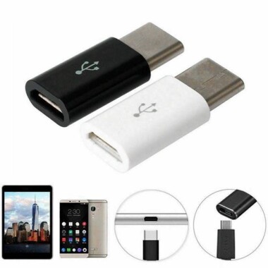 Siyah Mikrodan Tip C Şarj Aleti Konnektörlerine Tip-C Adaptör - 2
