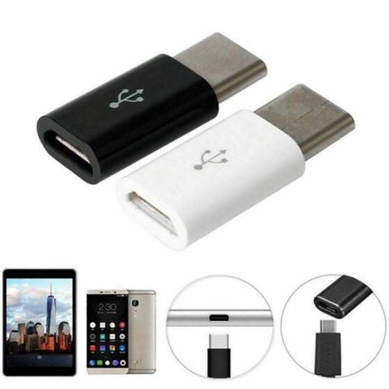 Siyah Mikrodan Tip C Şarj Aleti Konnektörlerine Tip-C Adaptör - 2