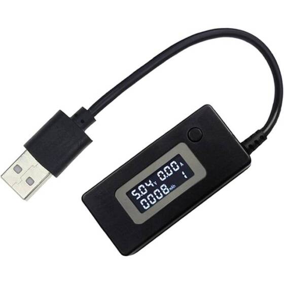 Siyah USB Test Cihazı Akım Dedektörü Ve Voltmetre LCD Ekranlı Monitörler Ambalajsız Mobil Güç Kapasitesi - 1