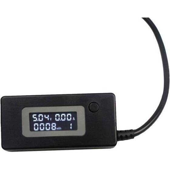 Siyah USB Test Cihazı Akım Dedektörü Ve Voltmetre LCD Ekranlı Monitörler Ambalajsız Mobil Güç Kapasitesi - 2