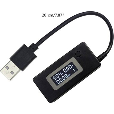 Siyah USB Test Cihazı Akım Dedektörü Ve Voltmetre LCD Ekranlı Monitörler Ambalajsız Mobil Güç Kapasitesi - 3