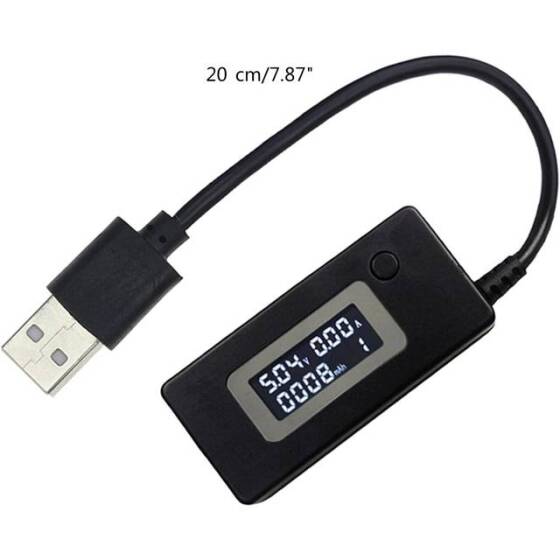 Siyah USB Test Cihazı Akım Dedektörü Ve Voltmetre LCD Ekranlı Monitörler Ambalajsız Mobil Güç Kapasitesi - 3
