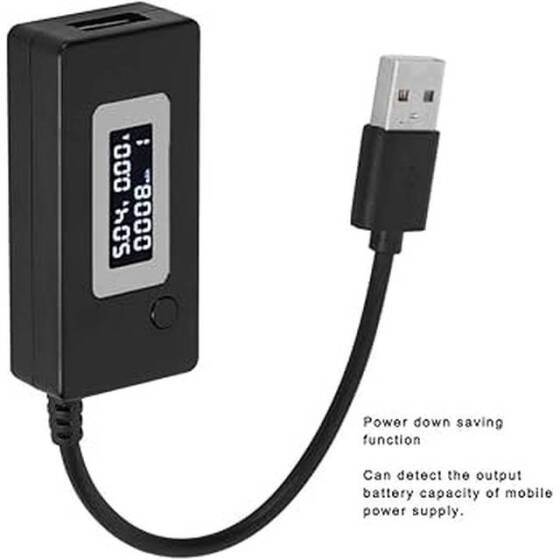 Siyah USB Test Cihazı Akım Dedektörü Ve Voltmetre LCD Ekranlı Monitörler Ambalajsız Mobil Güç Kapasitesi - 4
