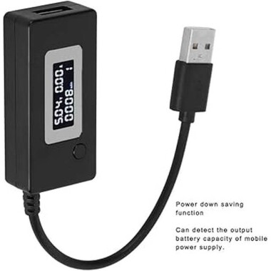 Siyah USB Test Cihazı Akım Dedektörü Ve Voltmetre LCD Ekranlı Monitörler Mobil Güç Kapasitesi Elektrostatik Çanta Ambalajı - 4