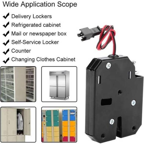 Siyah XG-07E 12V DC 1-4A Küçük Dolap Elektromanyetik Kilit Boyutu:50x40x10mm - 5