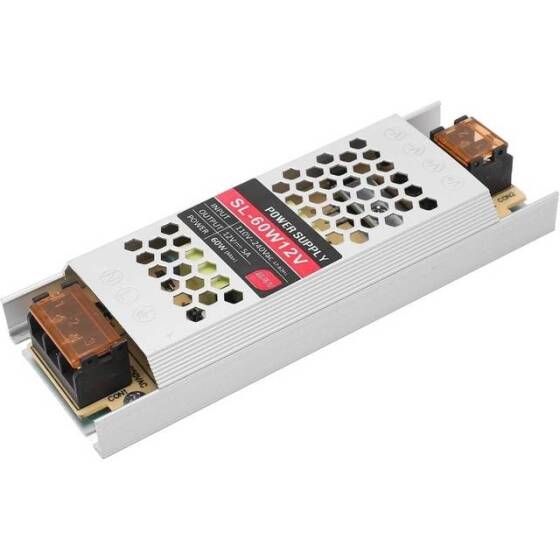 SiyahxH-12V-60W 5A Led Ultra İnce Fiberglas Panel İnce Şerit Kablolu Güç Kaynağı - 1