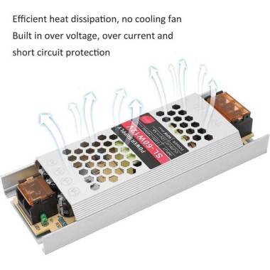 SiyahxH-12V-60W 5A Led Ultra İnce Fiberglas Panel İnce Şerit Kablolu Güç Kaynağı - 3