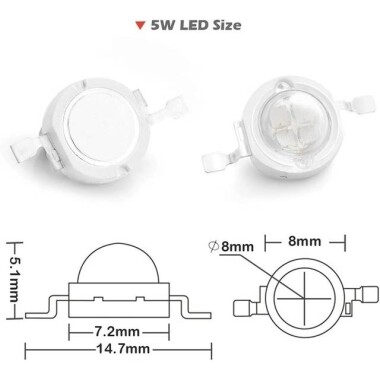 SMD 5W POWER LED Mavi Çift Çipli - 4