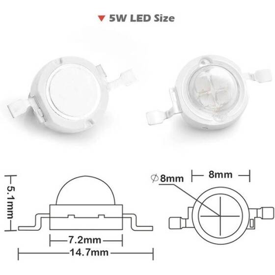 SMD 5W POWER LED Mavi Çift Çipli - 4