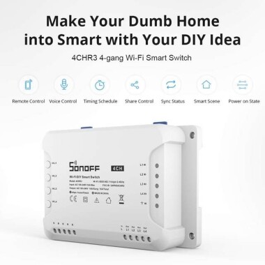 Sonoff 4CH R3 4 Kanal Akıllı Anahtar Desteği Google/Akıllı Ev Otomasyonu 10A - Sonoff 4CH R3'e yükseltildi - 4