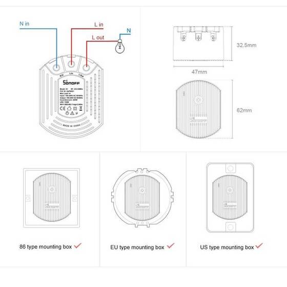 Sonoff D1 Wifi 433Mhz Akıllı Dimmer Anahtarı DIY Akıllı Ev Mini Anahtarı - 7