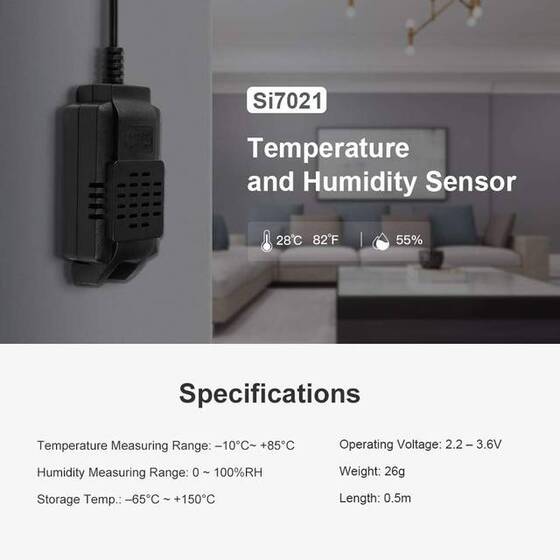 Sonoff Si7021 Su Geçirmez Değil Akıllı Ev Sıcaklık Ve Nem Sensörü Probu Yüksek Hassasiyetli İzleme Modülü Sonoff TH10A/TH16A 8x3x2cm - 3