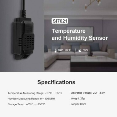 Sonoff Si7021 Su Geçirmez Değil Akıllı Ev Sıcaklık Ve Nem Sensörü Probu Yüksek Hassasiyetli İzleme Modülü Sonoff TH10A/TH16A 8x3x2cm - 4