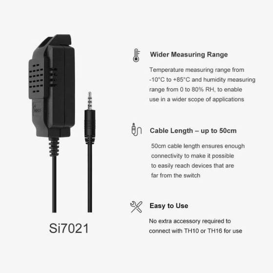 Sonoff Si7021 Su Geçirmez Değil Akıllı Ev Sıcaklık Ve Nem Sensörü Probu Yüksek Hassasiyetli İzleme Modülü Sonoff TH10A/TH16A 8x3x2cm - 6