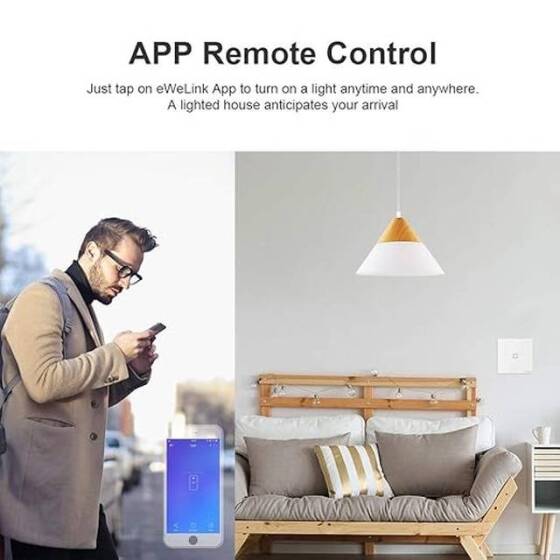 SONOFF T0UK1C-TX Wifi Dokunmatik Kablosuz Anahtar Akıllı Ev - 6