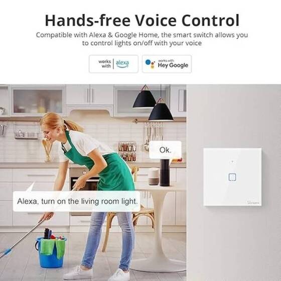 SONOFF T0UK1C-TX Wifi Dokunmatik Kablosuz Anahtar Akıllı Ev - 8