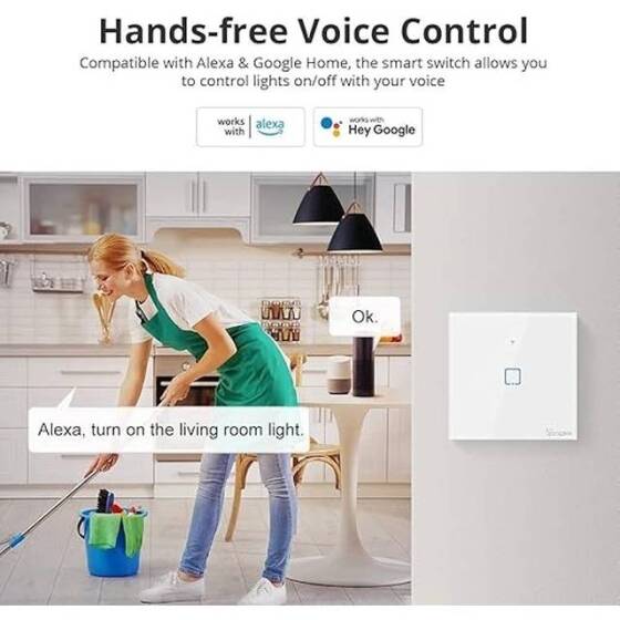 SONOFF T0US2C-TX Wifi Dokunmatik Kablosuz Anahtar Akıllı Ev - 6