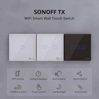 SONOFF T2EU1C-TX Wifi Dokunmatik Kablosuz Anahtar Akıllı Ev - 5