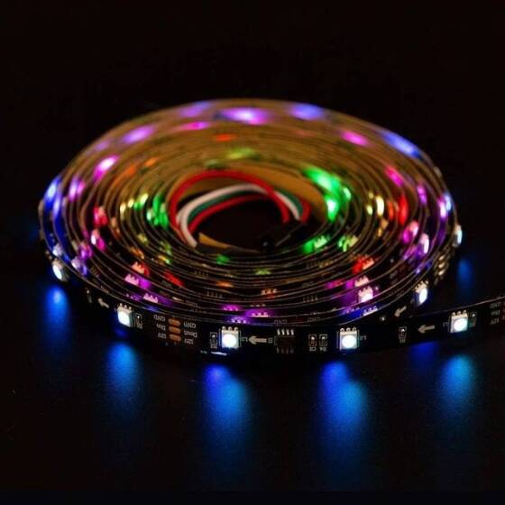 Su Geçirmez 12V WS2811 RGB5050 Siyah SMD LED Şerit 30 LED/Metre Esnek 5 Metrelik Makara IP30 - 2