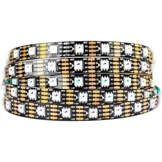 Su Geçirmez 12V WS2815 RGB5050 Siyah SMD LED Şerit 60 LED/Metre Esnek 5 Metrelik Makara IP30 - 1