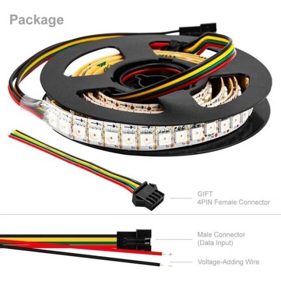 Su Geçirmez 5V SK9822 APA102C RGB5050 Siyah SMD LED Şerit 30 LED/Metre Esnek 5 Metrelik Makara IP30 - 5