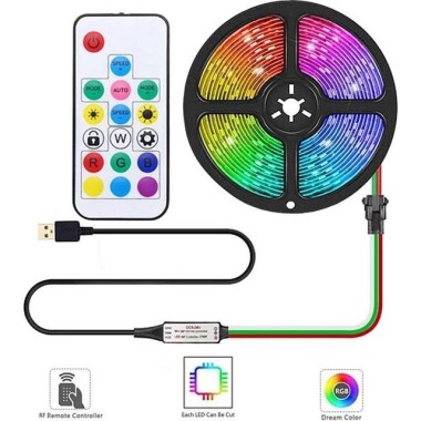 Su Geçirmez 5V WS2812B RGB5050 Beyaz Esnek 1M SMD LED Şerit 96 LED/Metre IP30 - 4